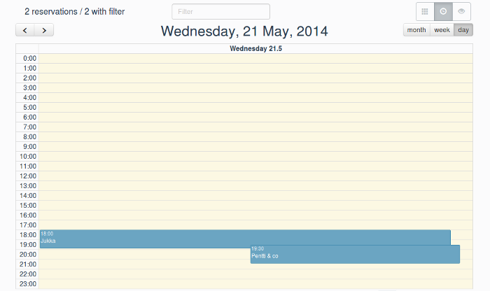 Bacon.fi calendar view